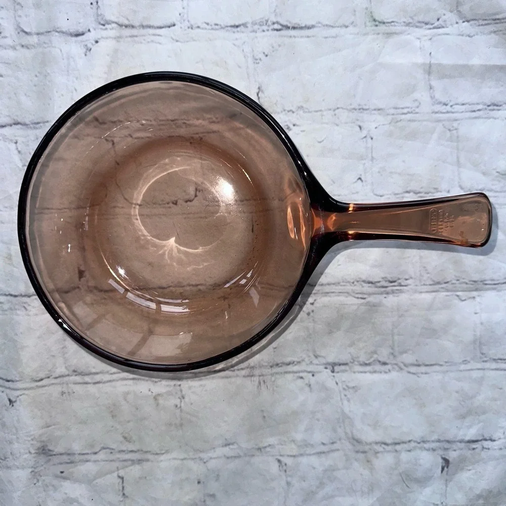 Vintage Amber Vision Corning 0.5L Sauce Pan W/Pyrex Lid USA